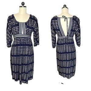 Anthropologie Plenty by Tracy Reese Blue and White Midi Dress | Size S